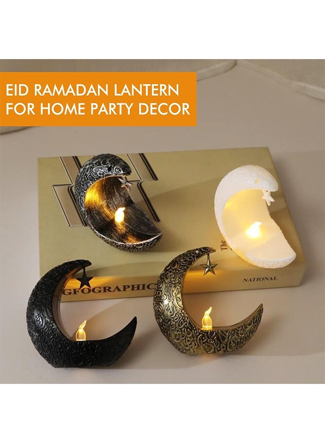 Ramadan Mubarak Flameless LED Candles Lights, Candle Star Moon Lamp, LED Ramadan Night Light for Home Table, Party Ramadan Tabletop Decorations, Black - Image 3
